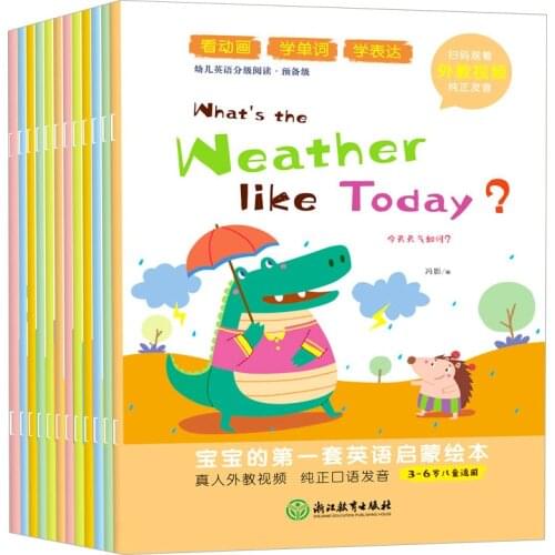 12 Books/set Picture Book Children Enlightenment Bedtime English Story Book Learn Words Tales Series Educational Reading Libros