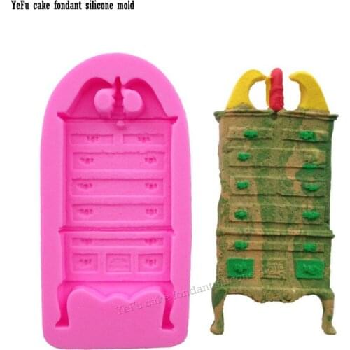 2016 New Design DIY Wardrobe Chest Drawers Fondant Silicone Mold Chocolate Fondant Cake Tools kitchen Baking accessories F0878