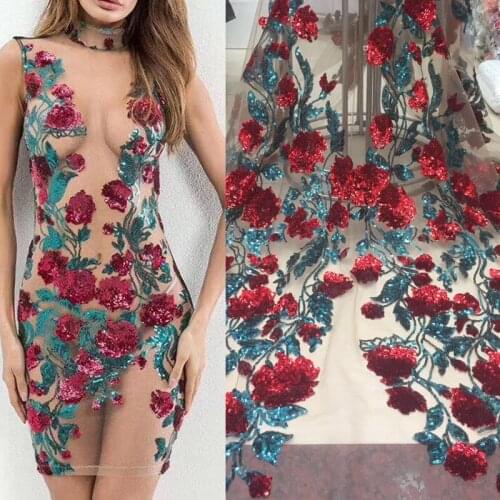 2020 High Quality African Lace Fabric Organza French Net Embroidery Sequins Tulle Lace Fabric For Nigerian Party Dress M32281