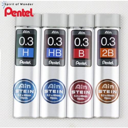 3 Tubes/Lot (15pcs/Tube) Pentel 0.3mm Mechanical pencil leads B,2B,HB pencil refills school & office stationery