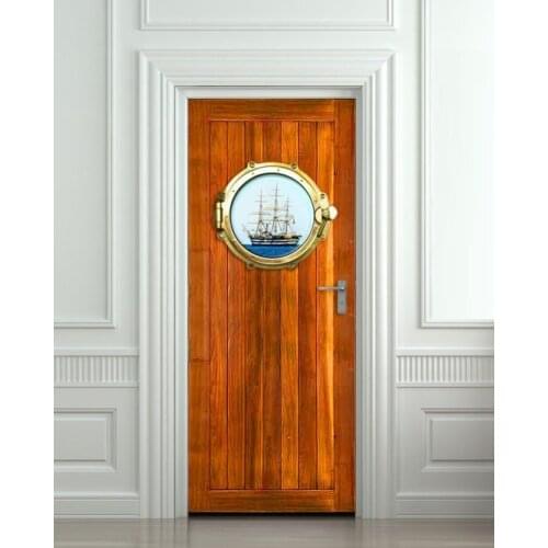 DIY 3D Door Sticker Mural Home Decor cabin Wall Sticker Home Bedroom Living Room Decor Poster PVC Waterproof Decal 77*200cm