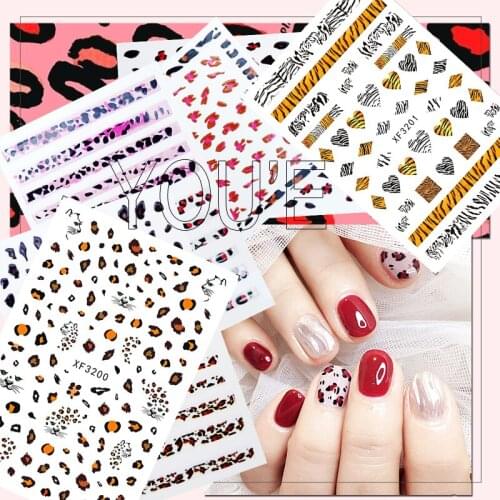 3D Nail Sticker Back Glue Panda Lion Sticker Decals Tips Manicure Design Nail Art Decals Decoration Leopard Stickers Accessories