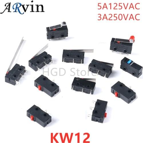 5/10pcs Mini Micro Limit Switch NO NC 2/3 Pins PCB Terminals SPDT 5A 125V 3A 250V Roller Arc Lever Snap Action Push Micro Switch