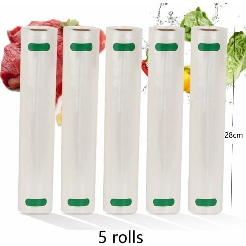 BPA FREE 5 Rolls/Lot Kitchen Food Vacuum Bag Storage Bags for Vacuum Sealer Food Keep Packing 12+15+20+25+28cm*500cm