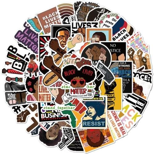 50PCS Black Lives Matter Stickers Melanin Poppin For Stationery Decal Laptop PS4 Suitcase Skateboard Motorcycle Guitar Sticker