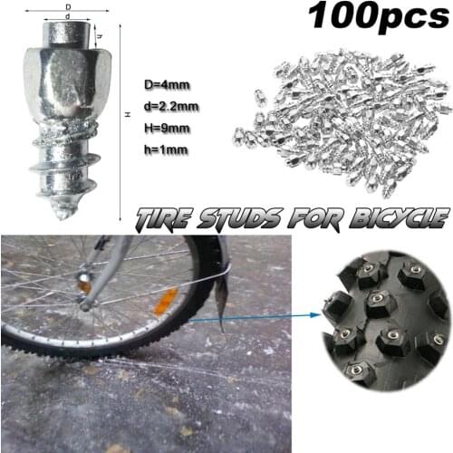 9 mm Carbide Screw Tungsten Tire Studs Snow Spikes Anti-Slip Anti-ice for Bikes/Motorcycles with Installation Tool