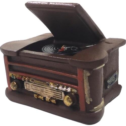 Dolls House Accessories,1/12 Miniature Dollhouse Phonograph Record Player Decoration, Doll Furniture Accessory
