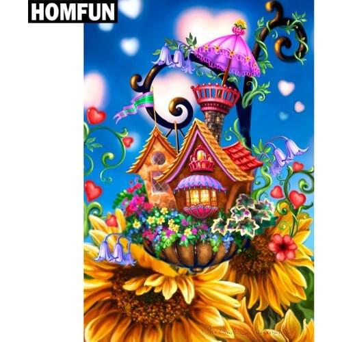 HOMFUN Full Square/Round Drill 5D DIY Diamond Painting "Sunflower house" Embroidery Cross Stitch 5D Home Decor Gift A06384