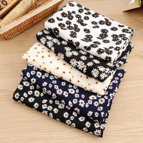 Floral Poplin Chiffon Fabric Summer Womens Apparel Fabric Printing Daisy Cloth Sling Dress Skirt Handmade DIY Sewing Material