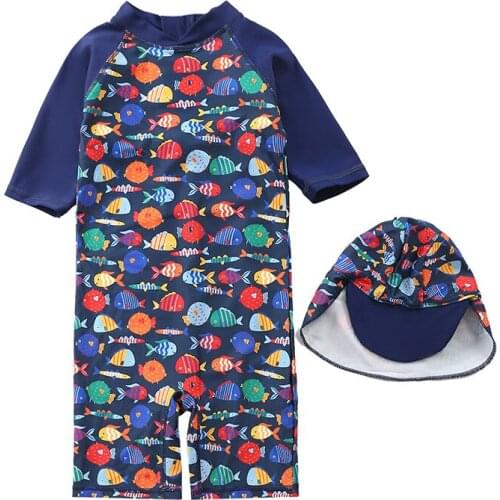Childrens Swimwear Boys Baby One-Piece Surfing Suit Infant Swimming Pool Korean Swimwear Middle and Small Children Swimwear