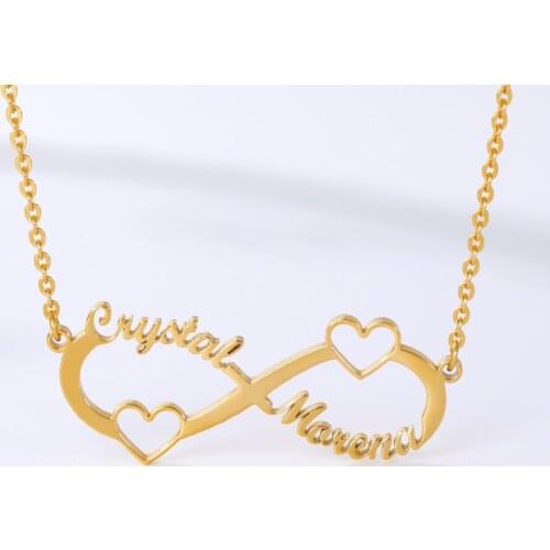 Customize Heart Infinite Name Layer Necklace For Women Personalized Gold Chains Stainless Steel Custom Name Jewelry Gift