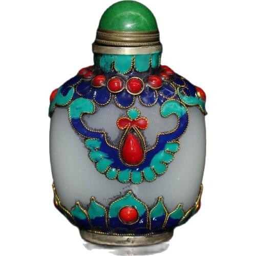 China old Beijing old goods made glazed cloisonne snuff bottle