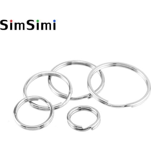 100% Stainless Steel Key Ring Wire Diameter 1mm Key Ring Outer Dia 10/12/15/18/20mm Basic High Polished Keyring Wholesale 100pcs