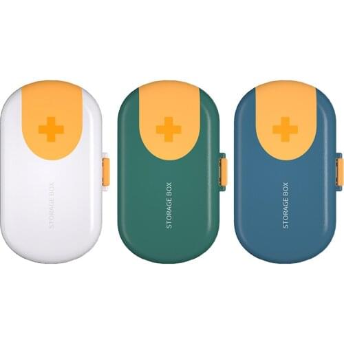 Portable Pill Box 4 Gruids Pill Storage Box Pill Dispenser Organizer Travel Sealed Plastic Pill Box Splitters with Pill Cutter