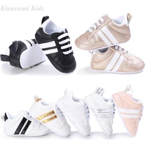Soft Sole Leather Striped Boy Shoes Baby Girl Shoes Children Sport Running Shoes Newborn Baby First Walkers Toddler Kids Sneaker