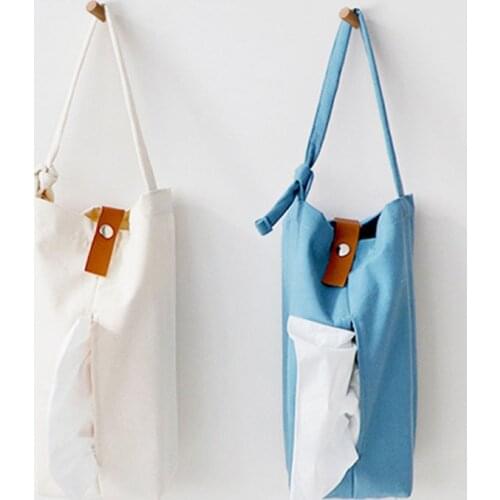 Creative Simple Canvas Tissue Box Car Hanging Pumping Box Toilet Paper Holder Household Storage Bag Organizers Box