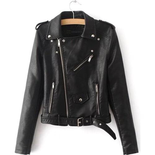 Autumn New Short Faux Soft Leather Jacket Women Fashion Zipper Motorcycle PU Leather Jacket Ladies Basic Street Coat