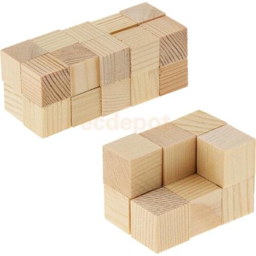 MagiDeal 30 Pieces Blank Natural Unfinished Wood Cube Blocks Wooden Pieces for Model Making Wood Craft Woodworking 15mm 20mm