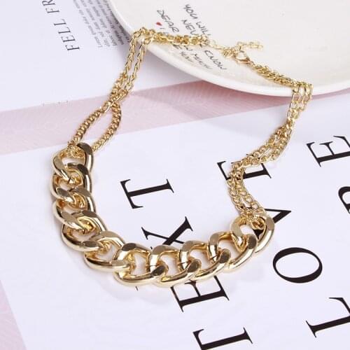 Fashion Womens Necklaces Chain Choker Necklaces Punk Gold Silver Color Exaggerated Thick Chain Necklaces Party Jewelry Gift