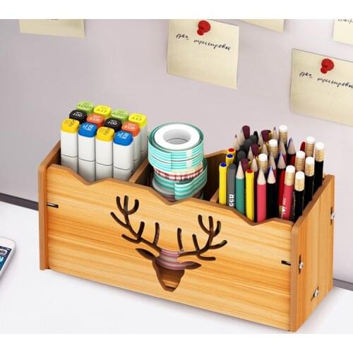 Pen Holder for Desk Rustic Pen Organizer With 2 Compartment, Multi-Functional Desktop Stationery Organizer Pencil Stand Pot