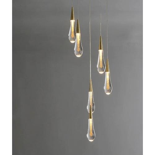 Customizable Post-Modern Crystal Glass led Pendant Lights Hanglamp Drop Light Restaurant Bar Pendant Lamp Staircase Lamps