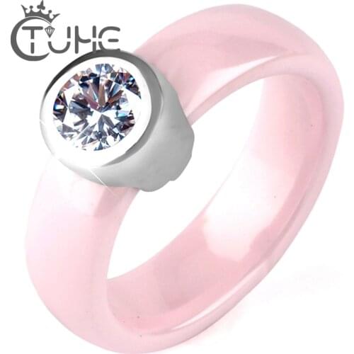 2021 New Jewelry Crystal Stainless Steel Ring For Women Pink Romantic Lovely For Wedding Engagement Gift Womens Jewelry