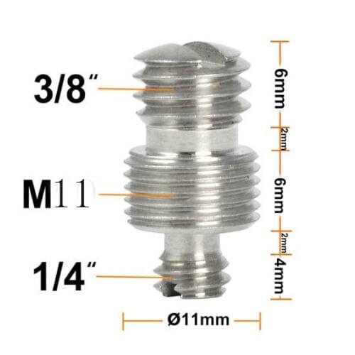 1/4 Male To M11 To 3/8 Male Threaded Screw Adapter For Tripod/Monopod