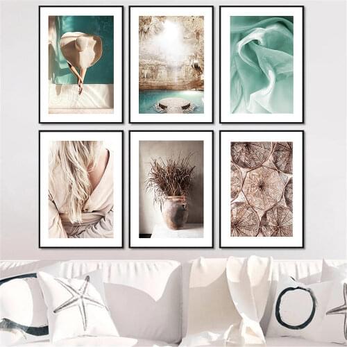 Pool Girl Poster Summer Cave Landscape Wall Art Canvas Painting Hay Print Sexy Woman Poster Nordic Wall Pictures Home Decoration