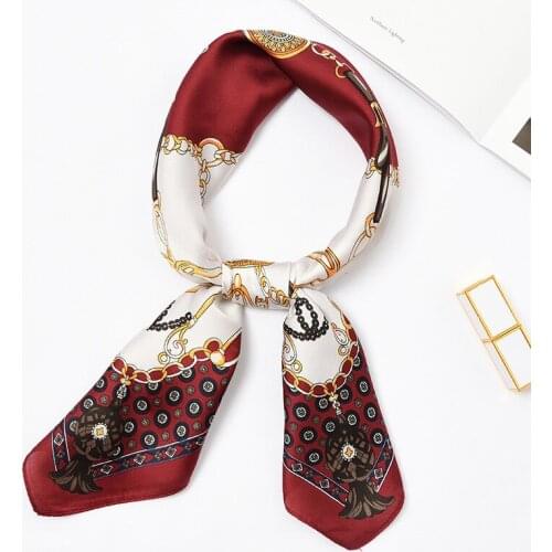 New Fashion High Quality Silk Scarf 70*70 Stripes Prints Headscarf Women Shawl Satin Small Squares Head Bag Decorative Scarves