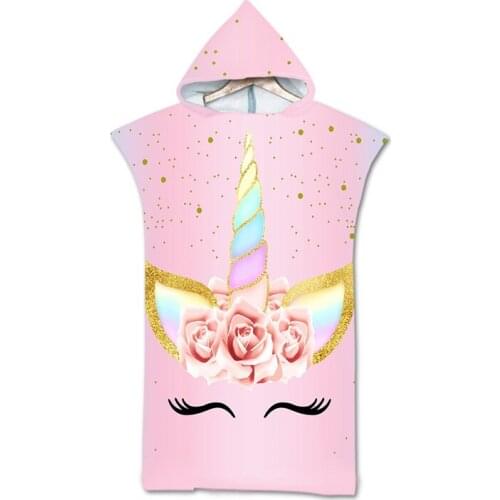 3D Unicorn hooded beach towel microfiber children swimming wearable towel adult bath towel bathroom towel set