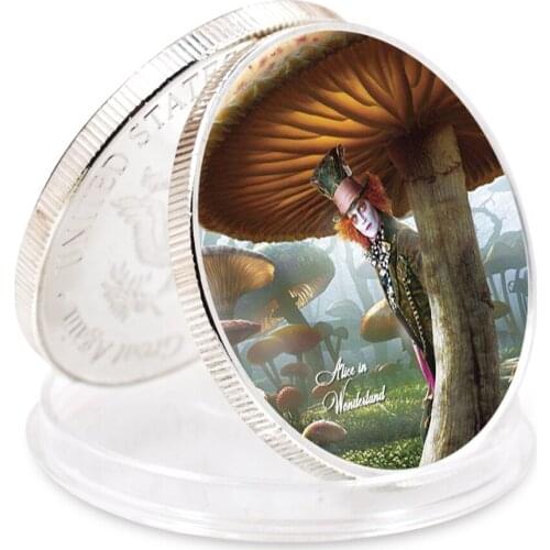 Fathers Day Gift Alice Sliver Plated Coin Holiday Gift Art Craft Gift Home Decor Collection