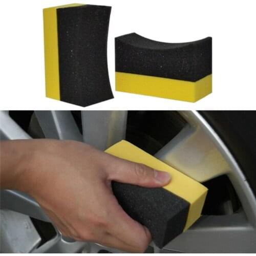 Car tire cleaning brush Manual car wash tools Eva fitted latex sponge wipe Yellow black double-sided cleaning brush