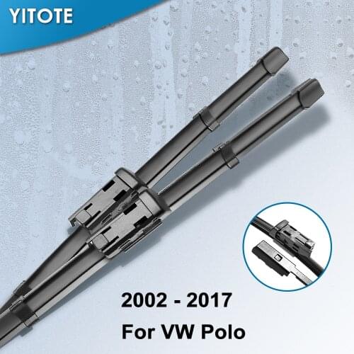 YITOTE Wiper Blades for Volkswagen VW Polo Hatchback MK4 MK5 Fit Side Pin / Push Button Arms Model Year from 2002 to 2017