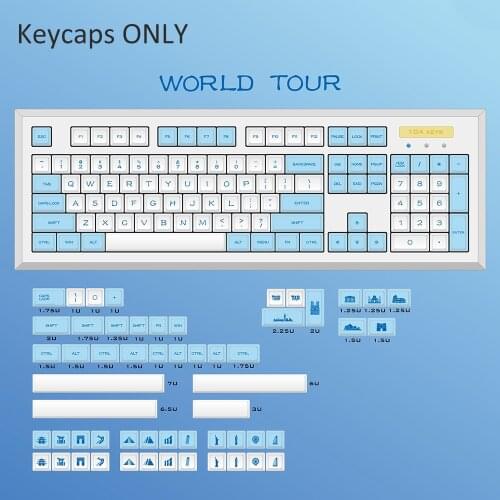 Blue White Color PBT Keycaps For Cherry Mx Switch Mechanical Gaming Keyboard Replacement Sublimation 151 NP Profile Key Caps