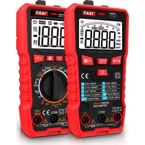 TASI Professional Digital Multimeter High Precise 2000/6000/10000 Counts 600V AC DC Ohm Hz NCV Multimetro Voltage Meter