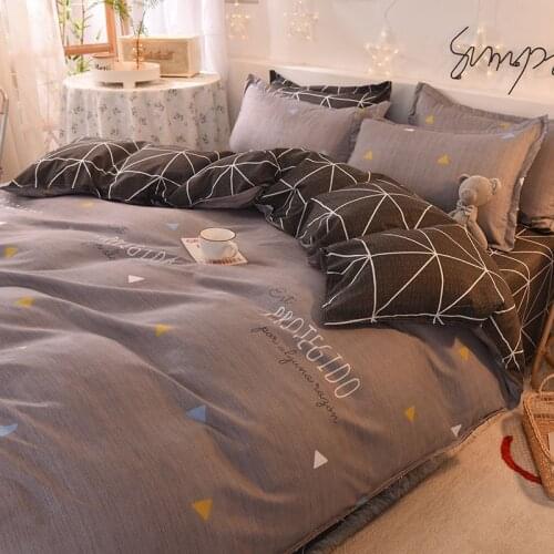 Comfortable Bedding Set Plaid Quilt Cover 3/4pcs Household Product Breathable Bedclothes Soft Fabric bedding set queen king size