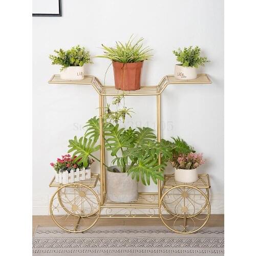Iron Flower Stand Bold Model Flower Shelf Floor Multi-storey Indoor And Outdoor Living Room Multifunctional Green Carrot Meat Po