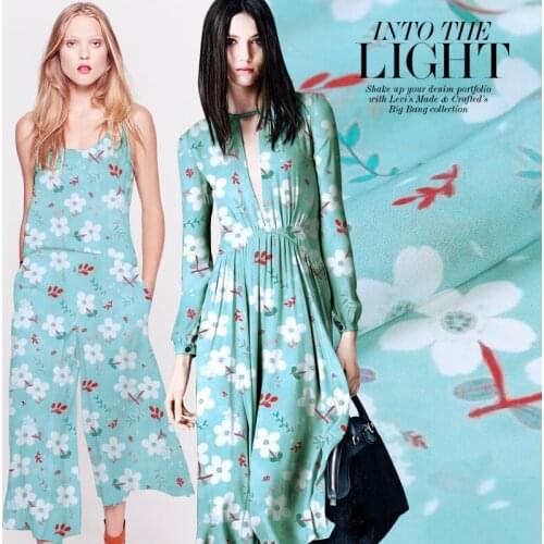 1 Meter * 1.14 Meter Elegant Fresh Crepe De Chine Silk Fabric Printing Clothing Skirt Shirt