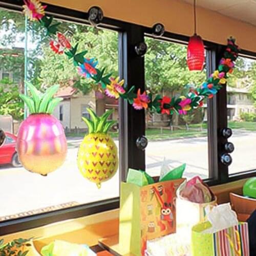1Pcs Hawaiian Flower Garland With Pineapple Foil Balloon Home Wall Hanging Decoration Summer Flamingo Party Decoration Supplies
