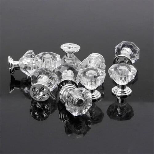 10pcs/set Diamond Shape Design Crystal Glass Knobs Cupboard Drawer Pull Kitchen Cabinet Door Wardrobe Handles Hardware