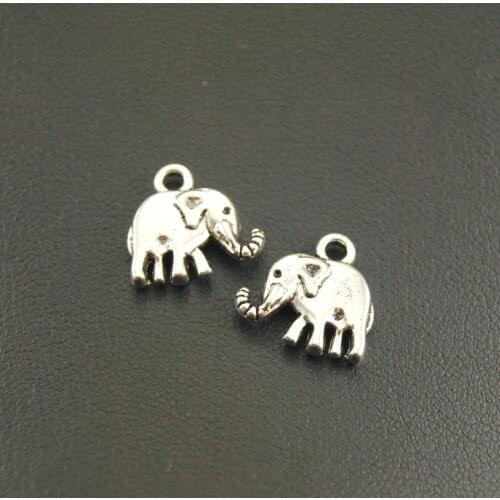 15pcs Silver Color Lovely Mini Elephant Charm Bracelet Necklace Jewelry Making Handmade DIY A1256