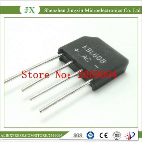 5PCS KBL608 KBL 608 bridge pile 6A 800V flat bridge rectifier new and original IC free shipping