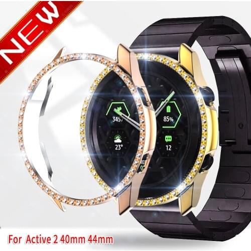 Diamond Watch Case For Samsung Galaxy Watch Active 2 44mm 40mm PC Bumper Screen Protector Smartwatch Cover Accessories