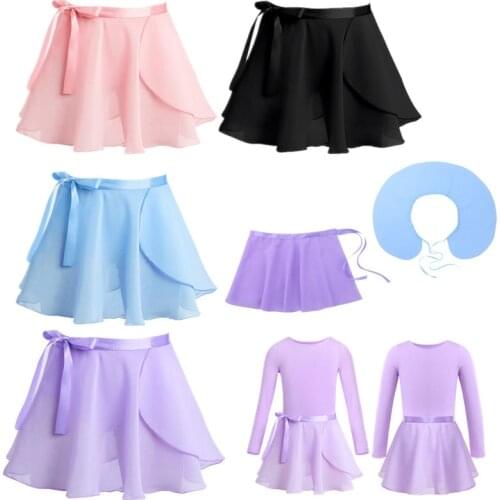 Girls Basic Chiffon Ballet Dance Wrap Around Skirt Gymnastic Skirt Adjustable Waist Tie Loose Ballet Skirt Lyrical Dance Costume