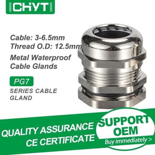 Free Shipping CHYT PG7 PG9 PG11 M Series 1piece Zinc Alloy Nickel Plated Sealing Metal Connector IP68 Waterproof Cable Gland