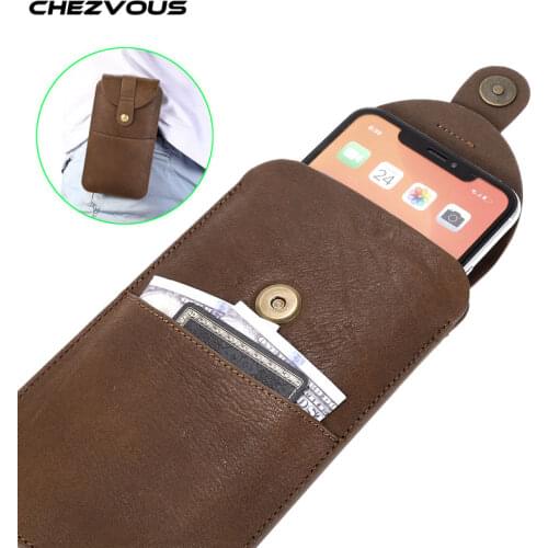 Universal Retro Slim Genuine Leather Phone Pouch Belt Clip Holster Case for iPhone 11 11pro max 7 8 6 plus XR X XS MAX Waist Bag