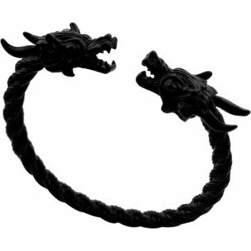 Black Punk Gothic Charm Open Cuff Men Boys Bangle Viking Dragon Bracelets Norse Jewelry Accessories Screw Nail Bangle