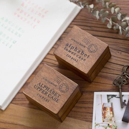 28Pcs/Set Vintage Cursive Digital English Letters Alphabet Seals Wooden Stamps DIY Diary Scrapbooking Stationery Album Decor