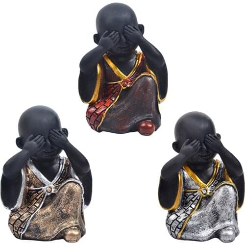 Kids Monk Figurine Miniature Buddha Statue Resin Buddha Miniature Buddha Sculpture Car Interior Ornament Decor
