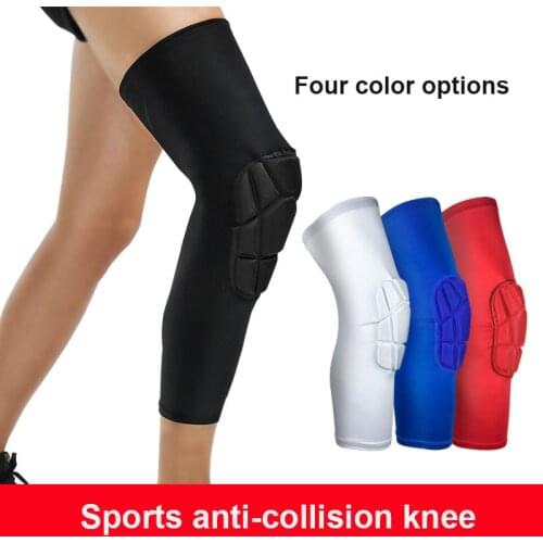 1Pcs Breathable Men Honeycomb Long Basketball Knee Pads Leg Sleeve Calf Knee Support Brace Protector Leg Warmers Sports Kneepads